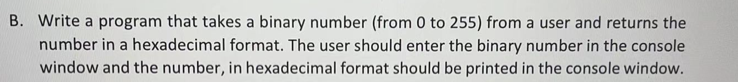 Solved B. Write a program that takes a binary number (from 0 | Chegg.com