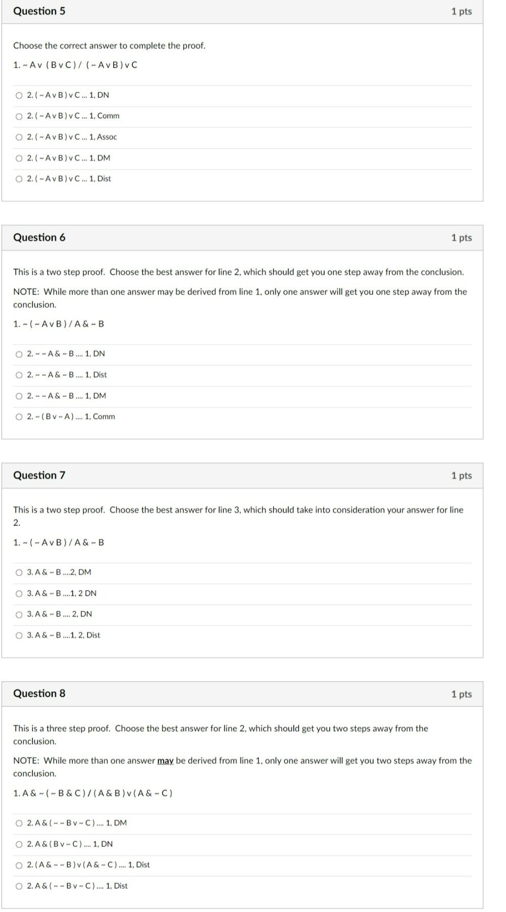 Solved Question 5 1 pts Choose the correct answer to | Chegg.com