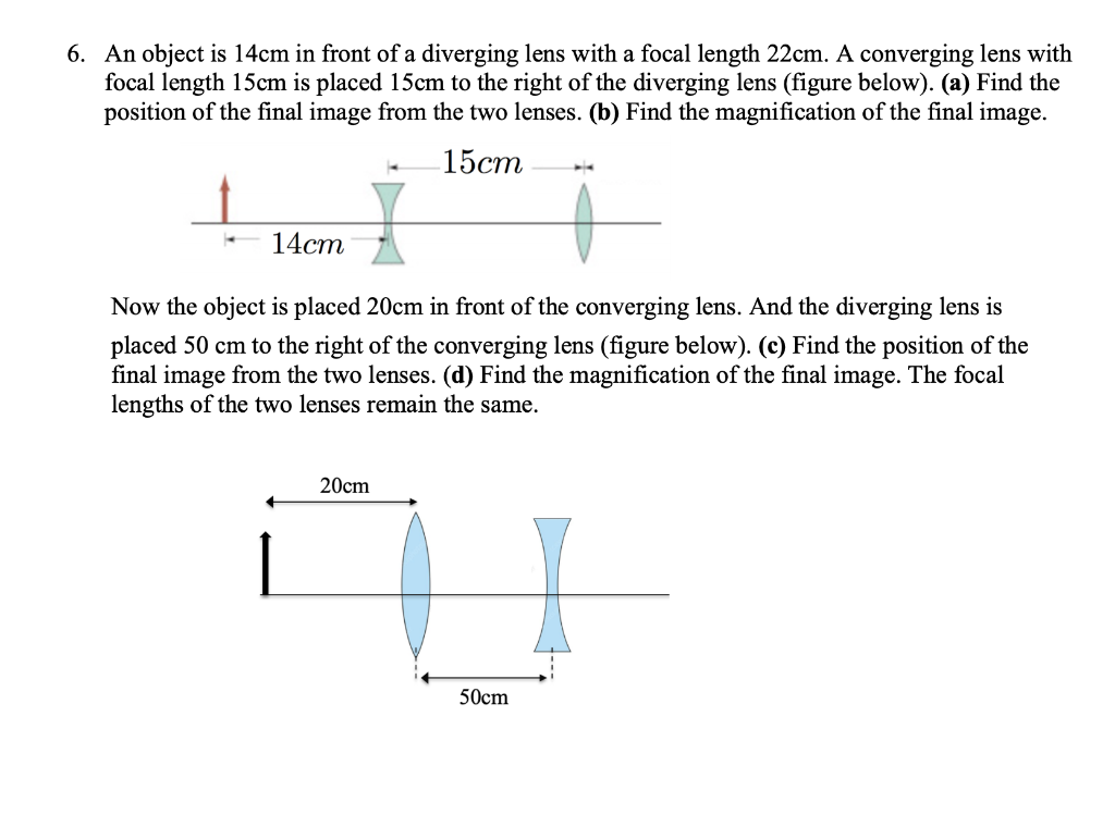 solved-6-an-object-is-14cm-in-front-of-a-diverging-lens-chegg