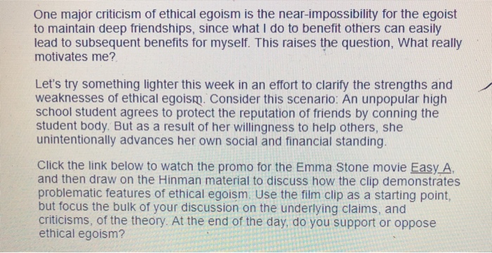 solved-one-major-criticism-of-ethical-egoism-is-the-chegg