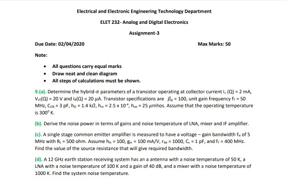 Solved Electrical and Electronic Engineering Technology | Chegg.com