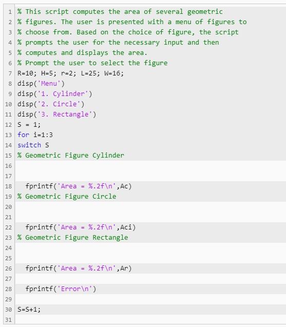 Solved Problem Summary Create a script using switch case | Chegg.com