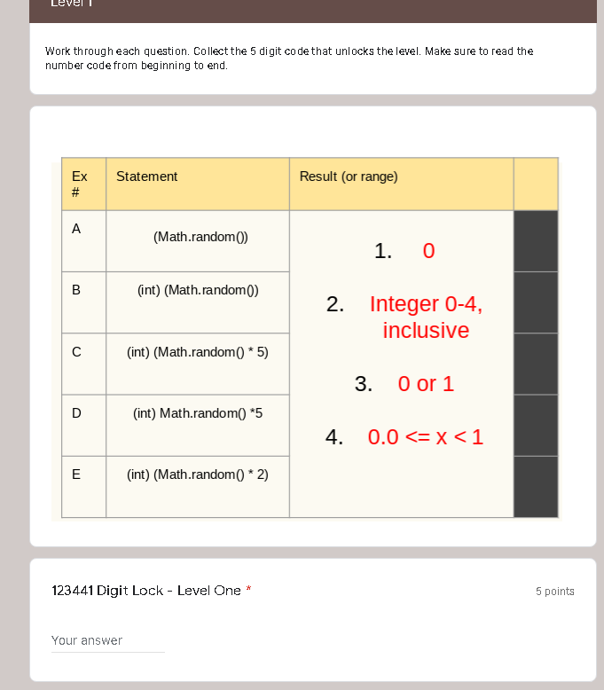 Solved leve work through each question collect the 5 digit chegg