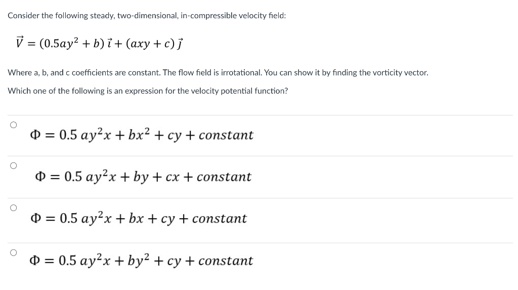 Solved Consider The Following Steady Two Dimensional 4180