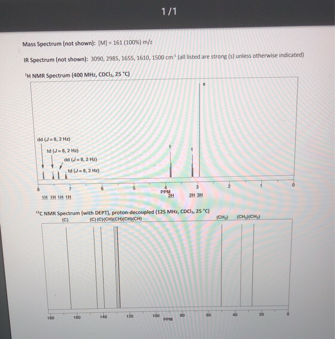 Solved Mass Spectrum (not shown): [M-161 (100%) m/z IR | Chegg.com