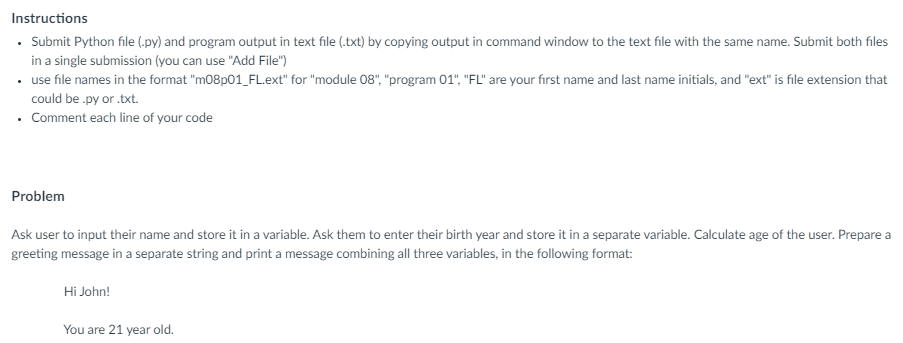 Solved Instructions · Submit Python file (.py) and program | Chegg.com