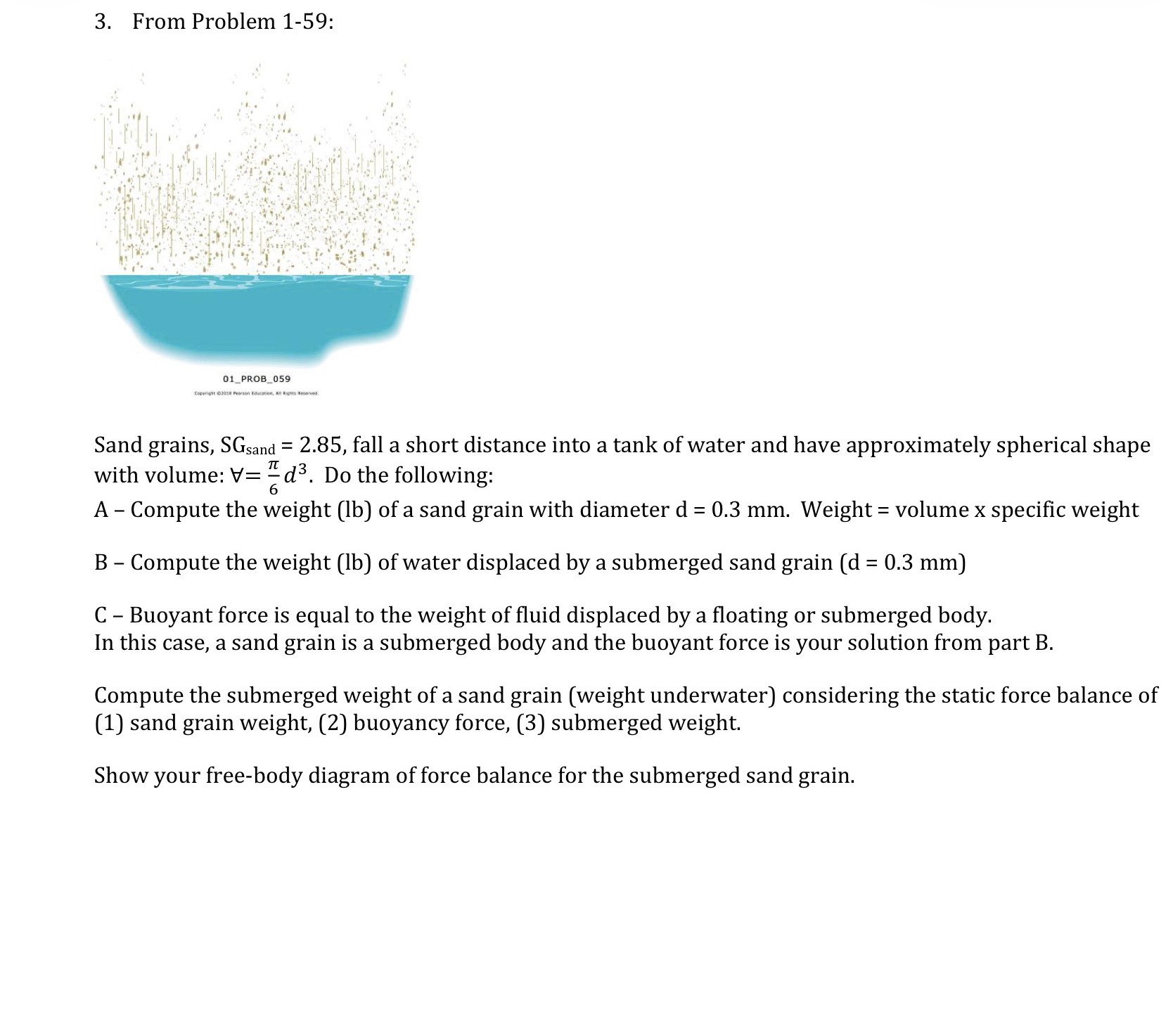 Solved From Problem 1-59:Sand grains, SGsand=2.85, ﻿fall a | Chegg.com