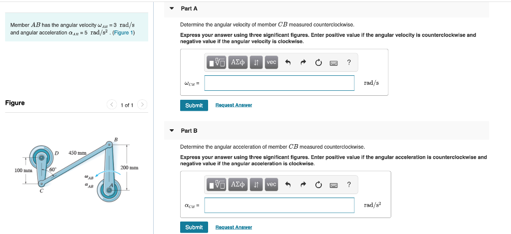 Solved Part A Member AB has the angular velocitywAE 3 rad/s | Chegg.com