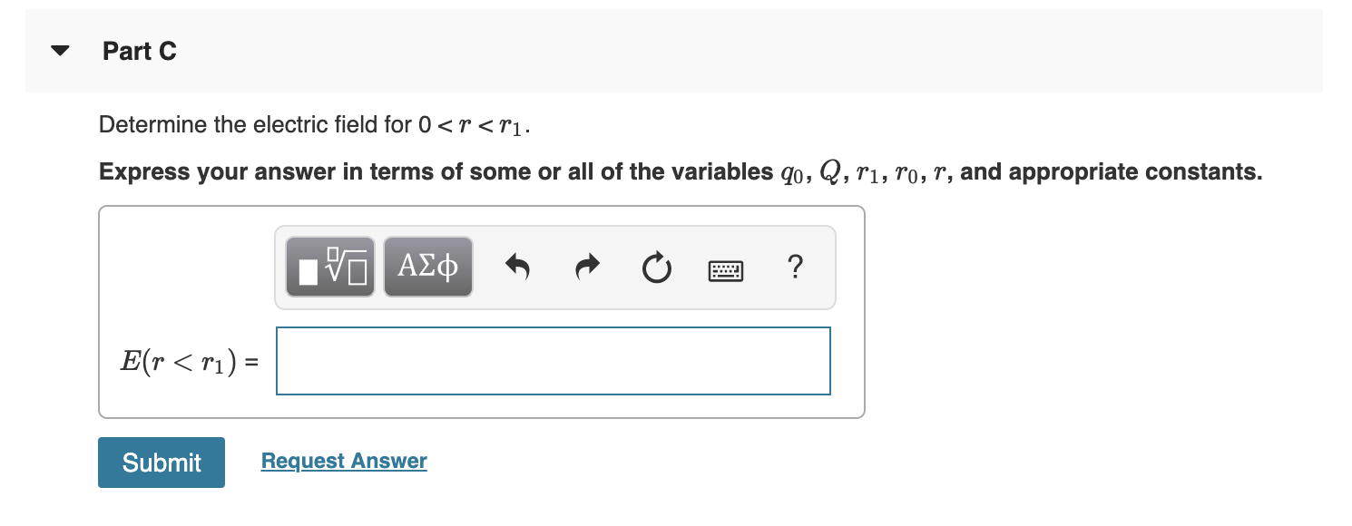 Solved Part E Determine the electric field for r>ro. Express | Chegg.com
