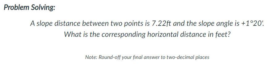 Solved Problem Solving: A slope distance between two points | Chegg.com