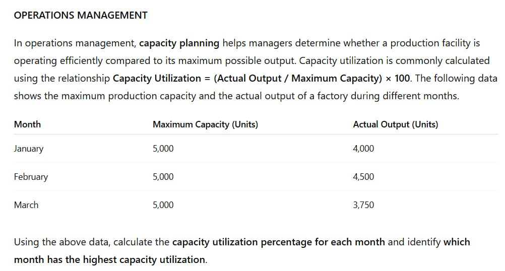 Operating Utilization Solved OPERATIONS MANAGEMENTIn operations management, | Chegg.com