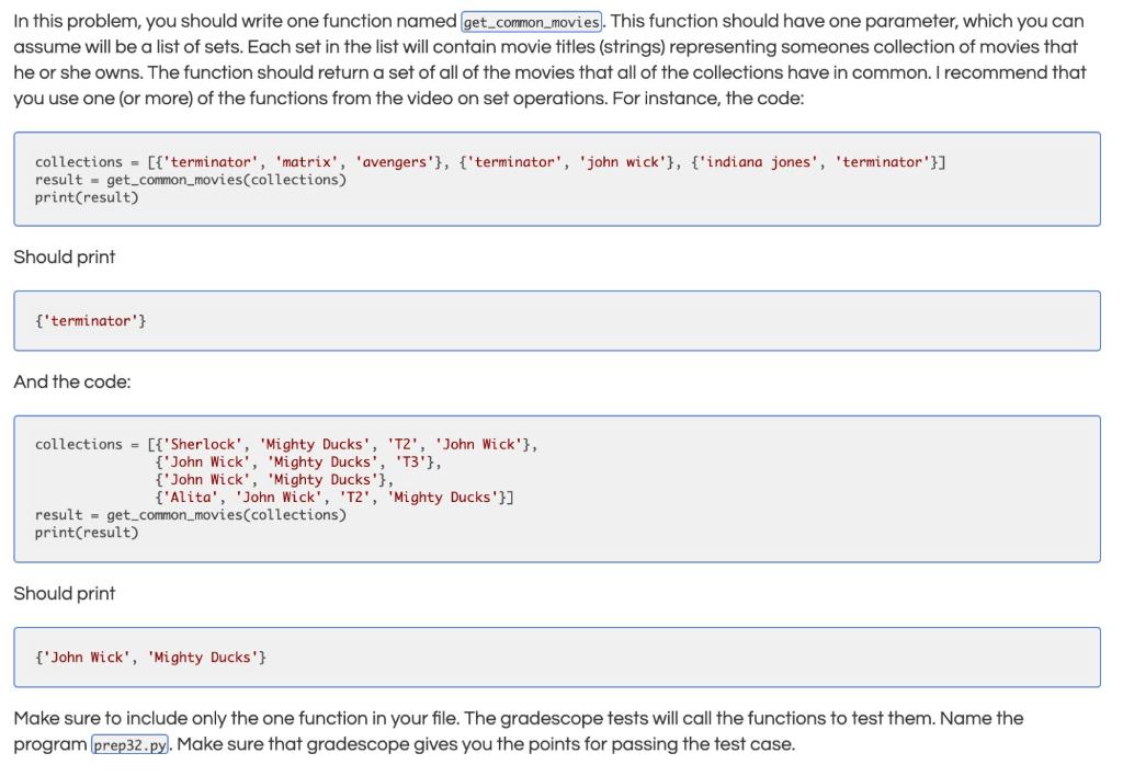 Solved In this problem, you should write one function named | Chegg.com
