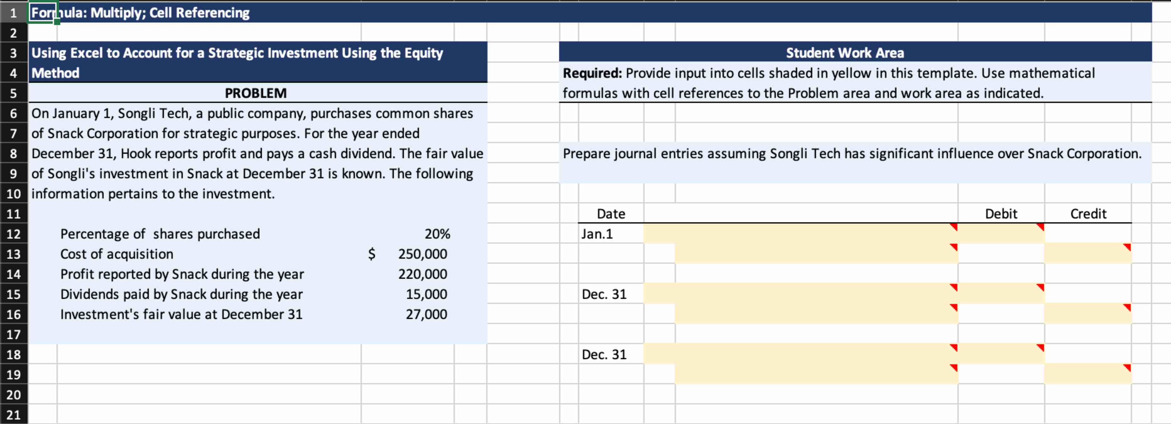 Required: Provide input into cells shaded in yellow | Chegg.com