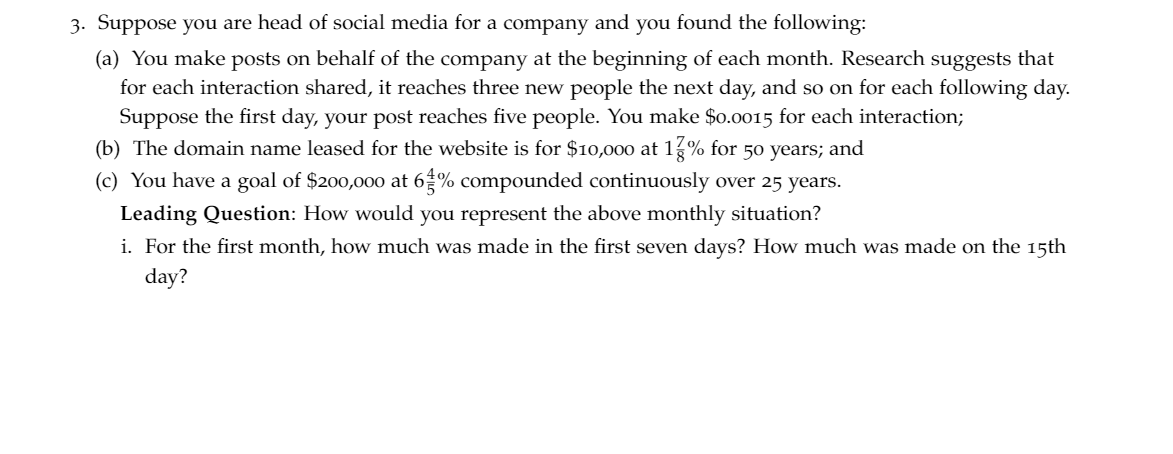 Solved 3. Suppose you are head of social media for a company | Chegg.com