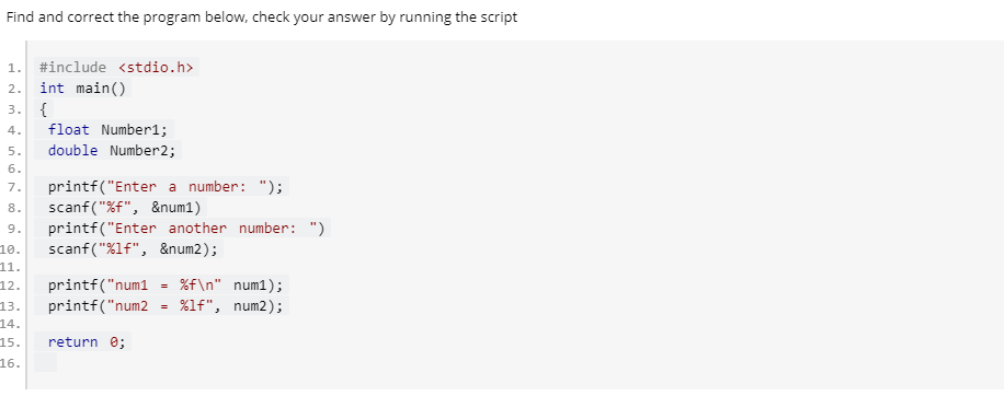 Solved Find And Correct The Program Below, Check Your Answer | Chegg.com