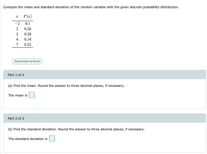 Solved Compute The Mean And Standard Deviation Of The Random | Chegg.com