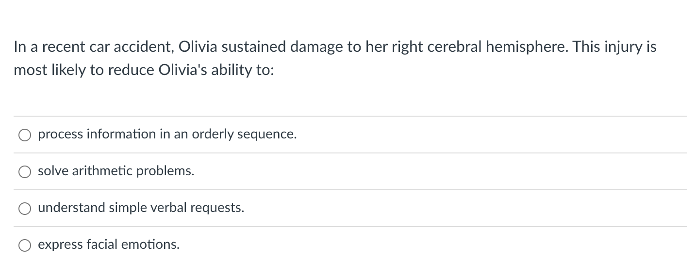 Solved In a recent car accident, Olivia sustained damage to | Chegg.com