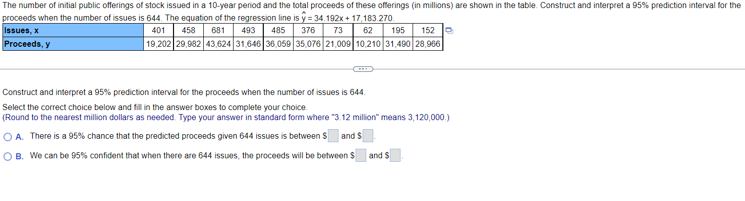 Solved Construct and interpret a 95% prediction interval for | Chegg.com