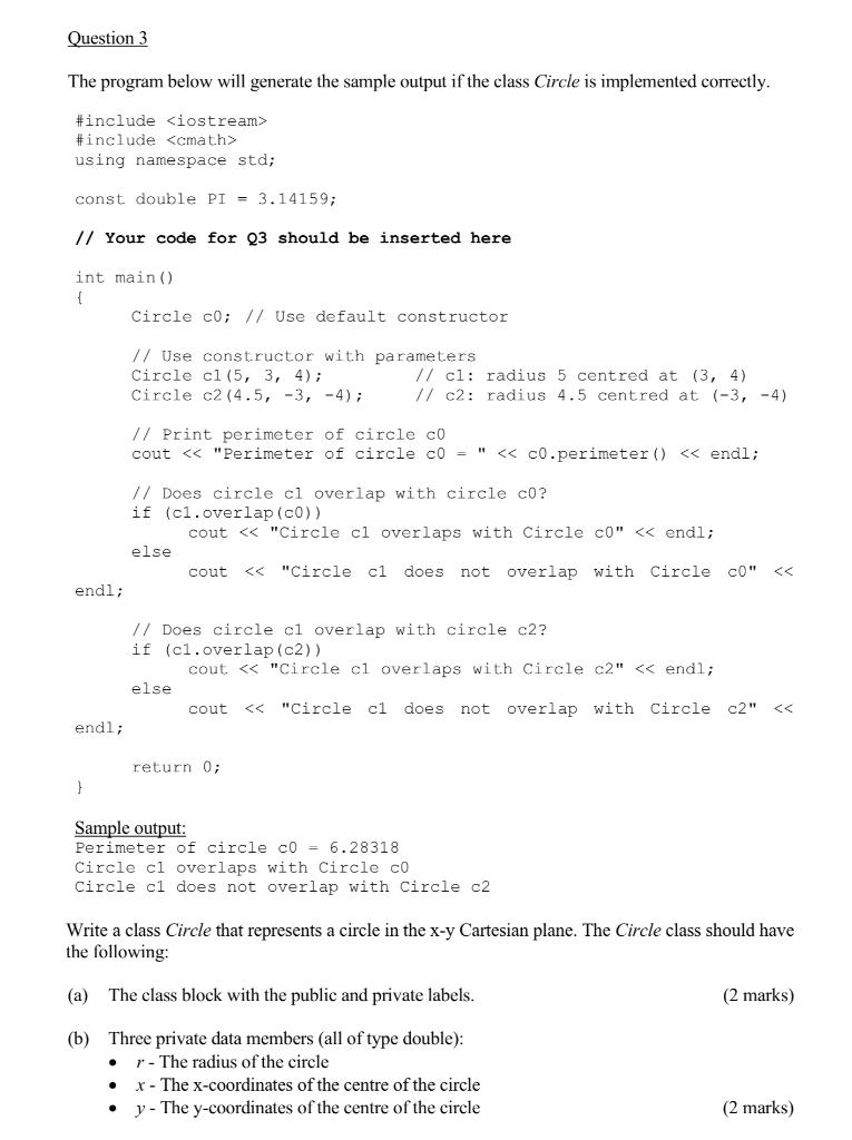 Solved Question 3 The program below will generate the sample | Chegg.com