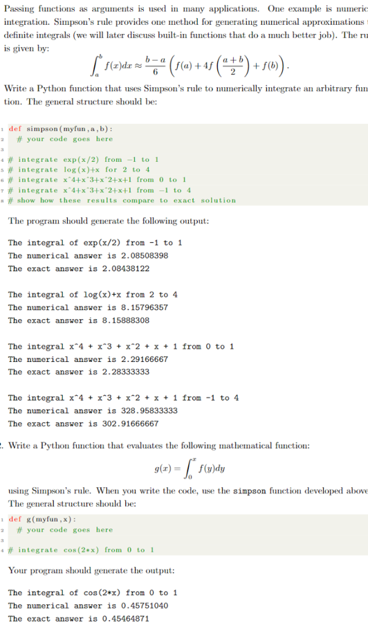 Solved Passing functions as arguments is used in many | Chegg.com