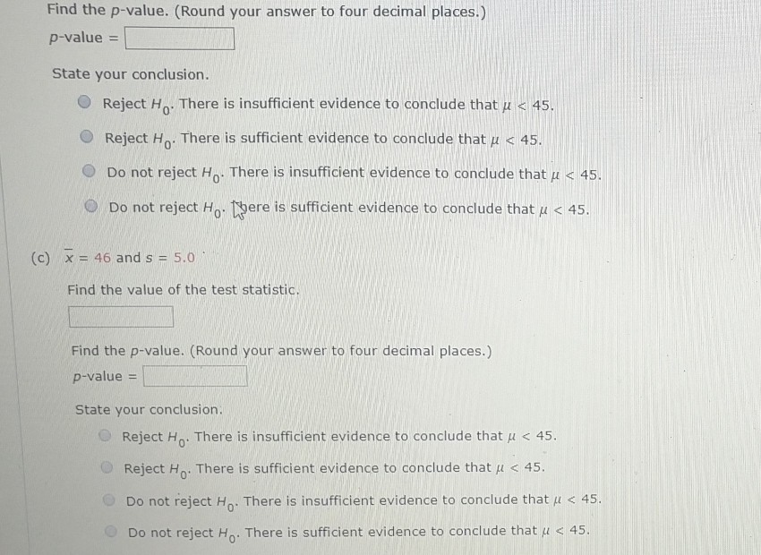 Solved Consider the following hypothesis test. Hou ? 45 H:H | Chegg.com