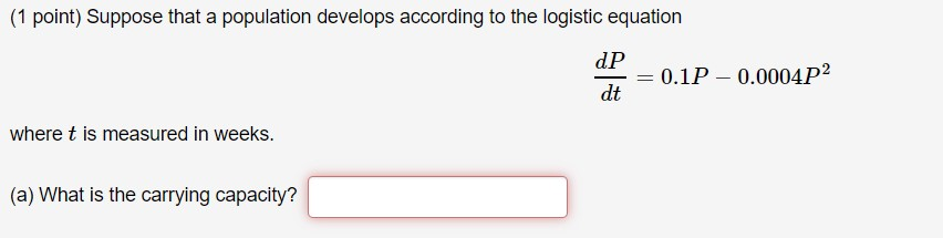 Solved (1 Point) Suppose That A Population Develops | Chegg.com