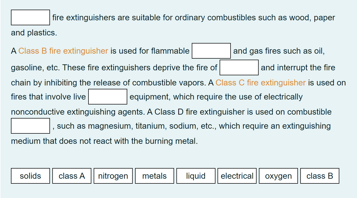 Solved fire extinguishers are suitable for ordinary