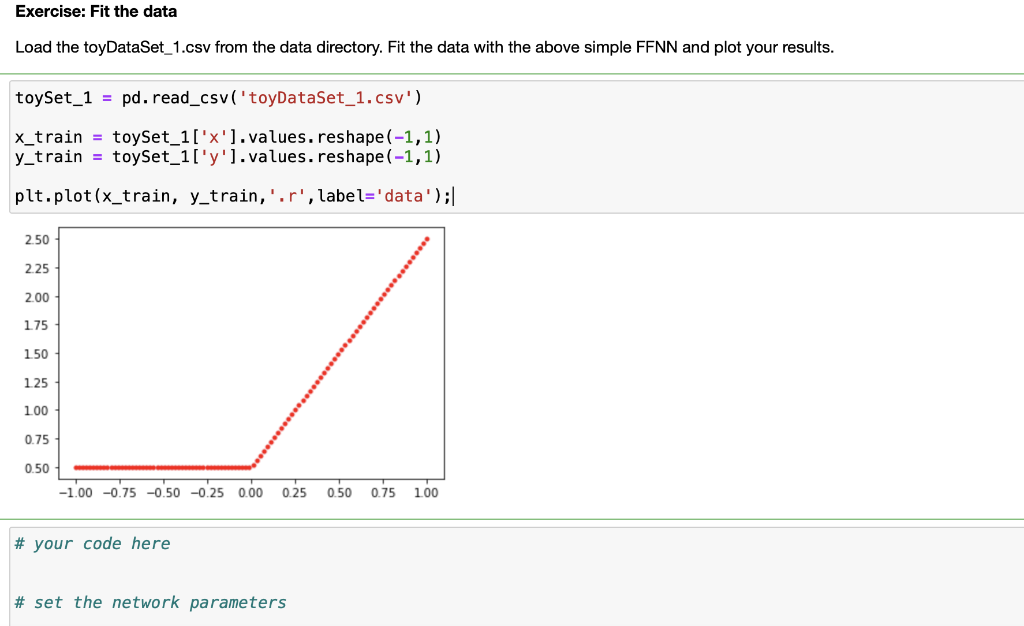 Exercise: Fit the data Load the toyDataSet_1.csv from | Chegg.com