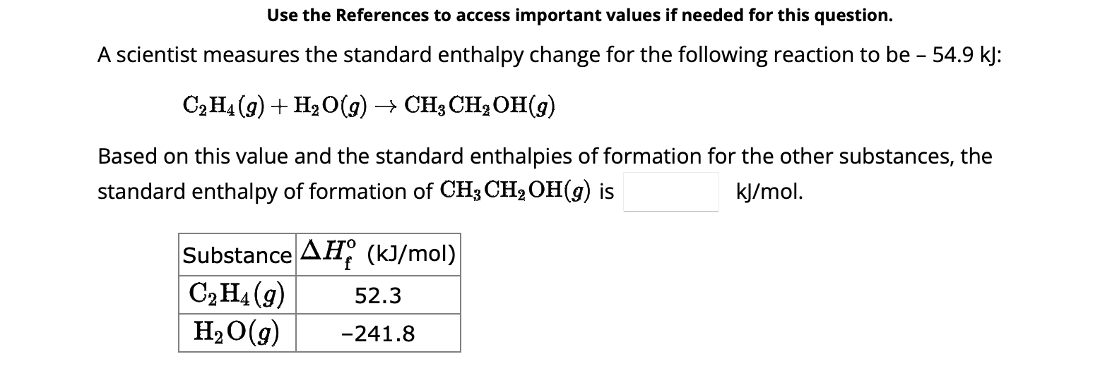 Solved C2H4 g H2O g CH3CH2OH g Based on this value and Chegg