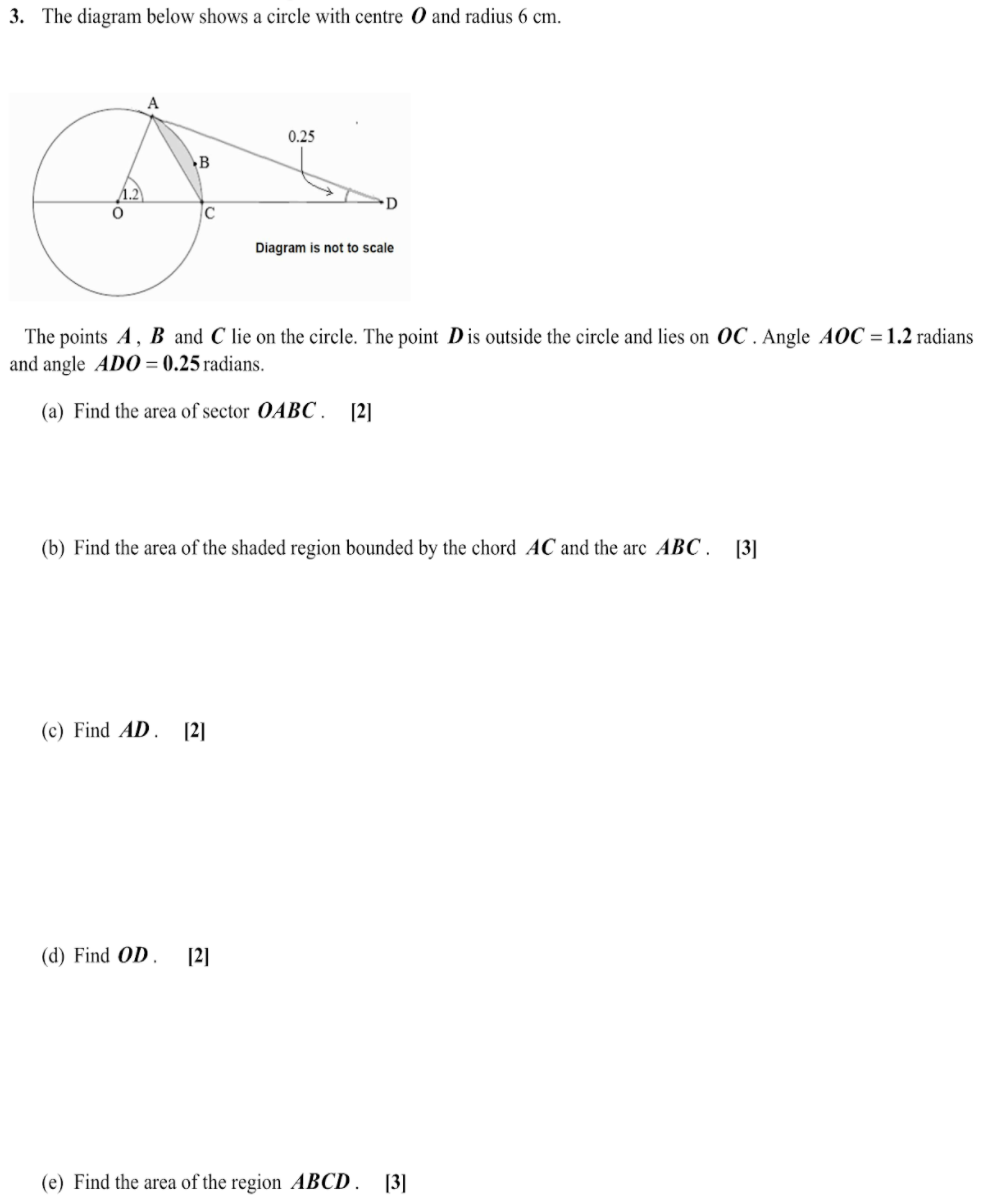 Solved 3. The diagram below shows a circle with centre 0 and | Chegg.com