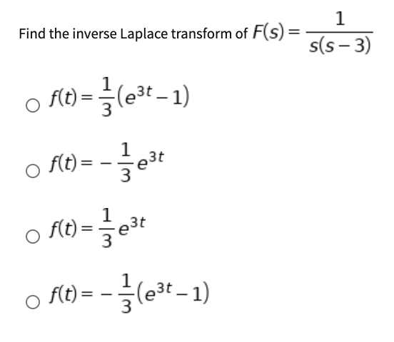 WHAT IS THE INVERSE LAPLACE OF 1 S visual data 8