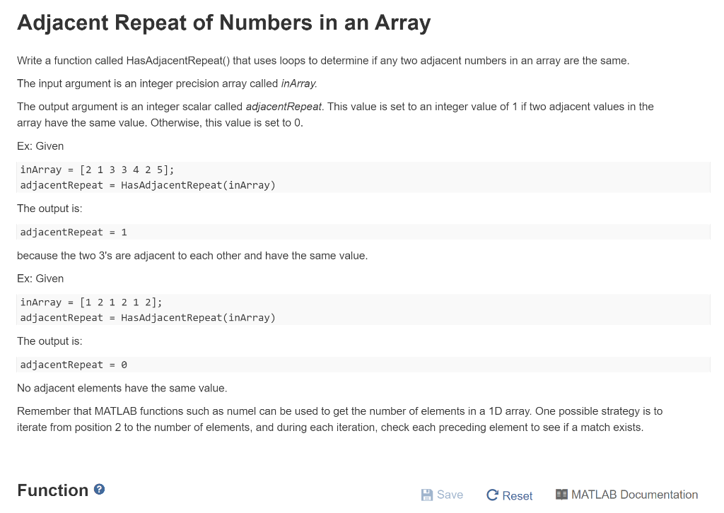 Solved Adjacent Repeat of Numbers in an Array Write a | Chegg.com