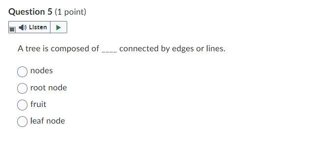 Solved A tree is composed of connected by edges or lines. | Chegg.com