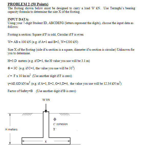 Solved PROBLEM 2 (50 Points) The footing shown below must be | Chegg.com