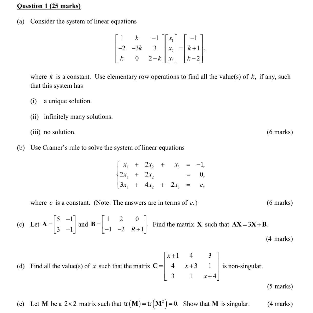 Solved Question 1 25 Marks A Consider The System Of L Chegg Com