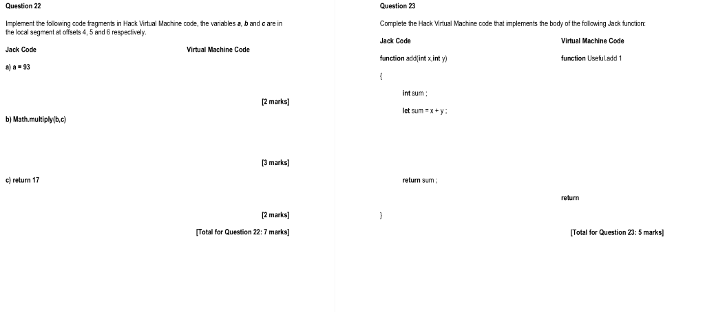 Question 21 Implement the following code fragments in | Chegg.com