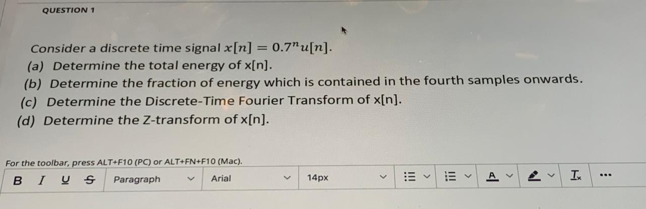 Solved QUESTION 1 Consider a discrete time signal x[n] = | Chegg.com
