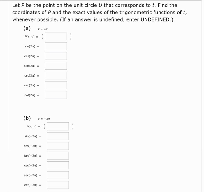 Solved Let P Be The Point On The Unit Circle U That | Chegg.com