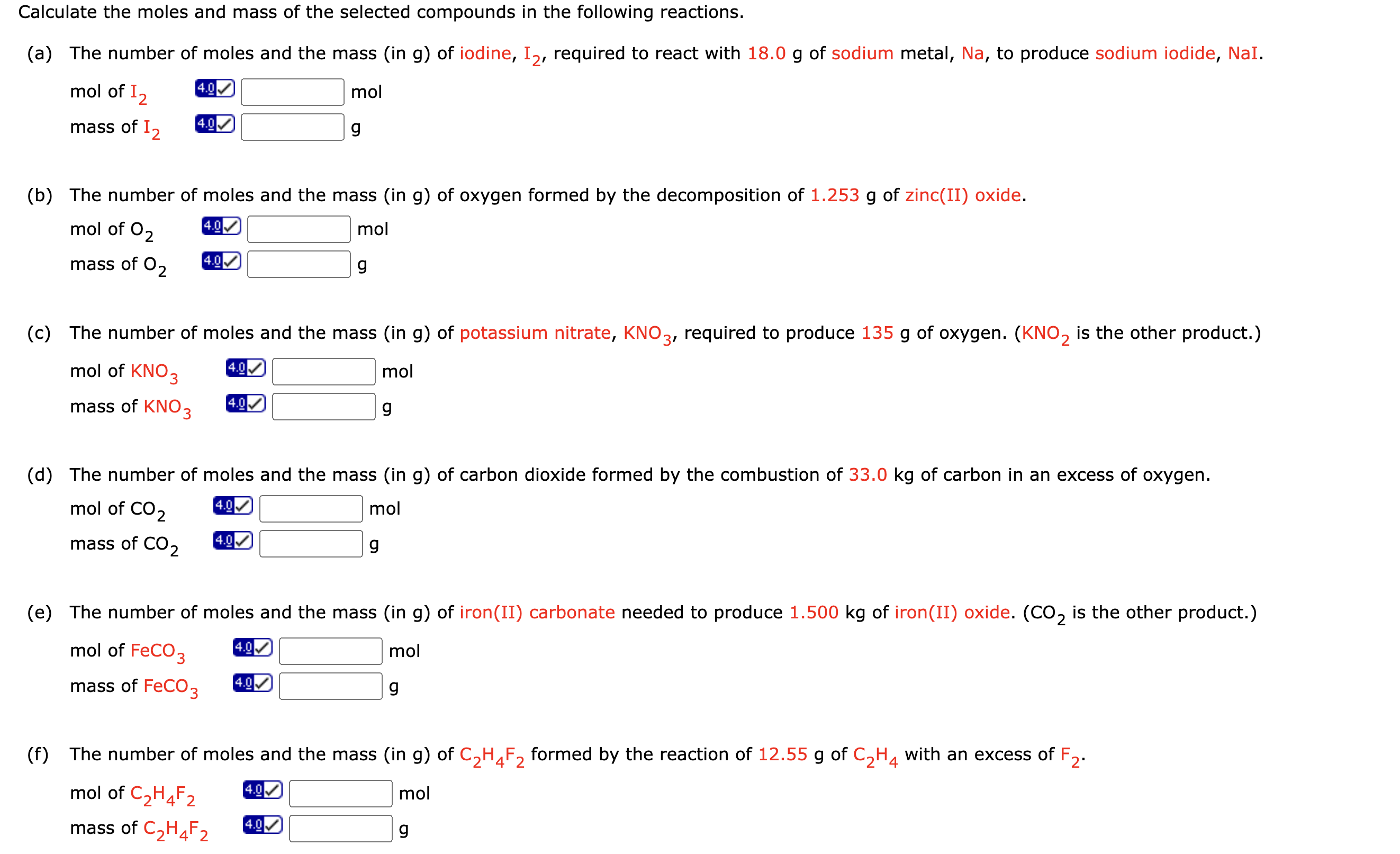 how to calculate the mass of moles of an element