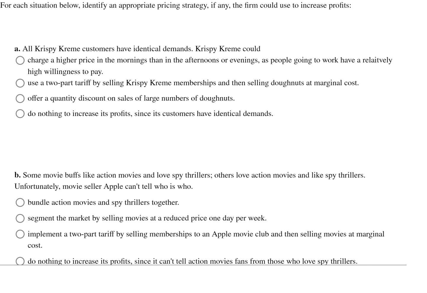 Solved For each situation below, identify an appropriate