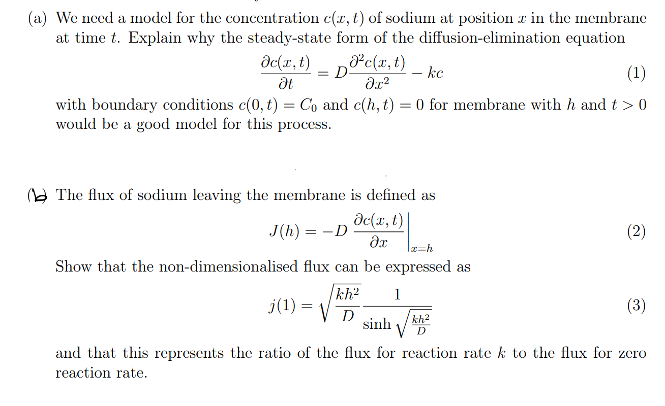 A We Need A Model For The Concentration C X T Chegg Com