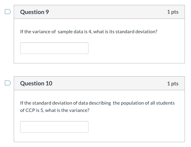 Solved Question 7 1 pts Find the variance of the following | Chegg.com