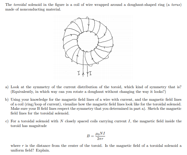 Solved The Toroidal Solenoid In The Figure Is A Coil Of Wire 7305