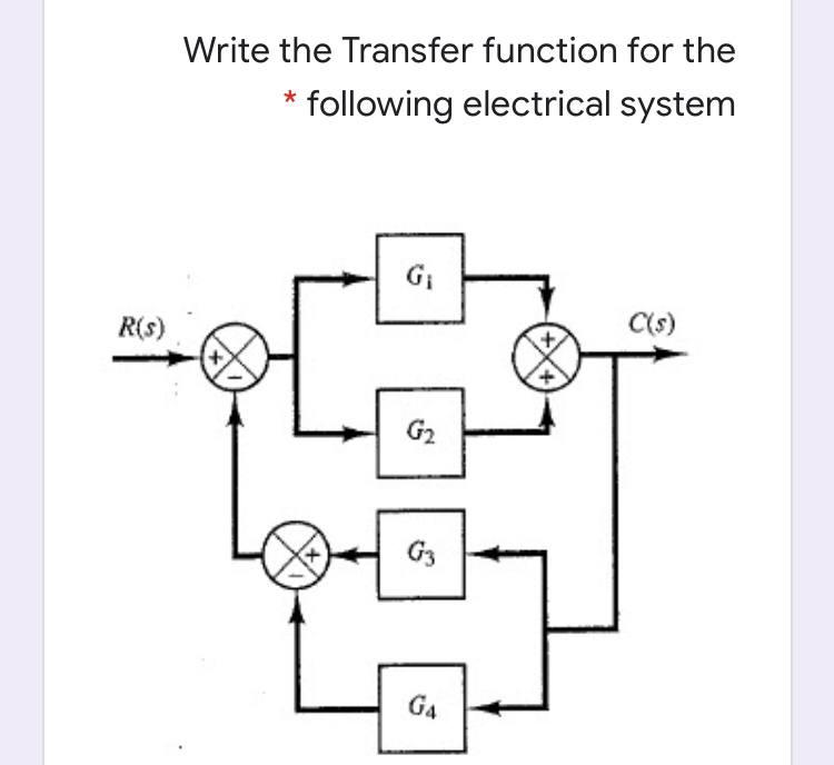 Solved Write the Transfer function for the * following | Chegg.com
