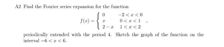 Solved A2 Find the Fourier series expansion for the function | Chegg.com