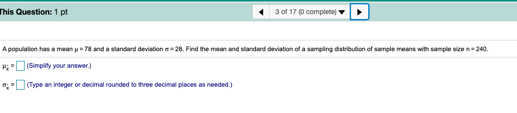 Solved This Question: 1 pt 3 of 17 (0 complete) A population | Chegg.com