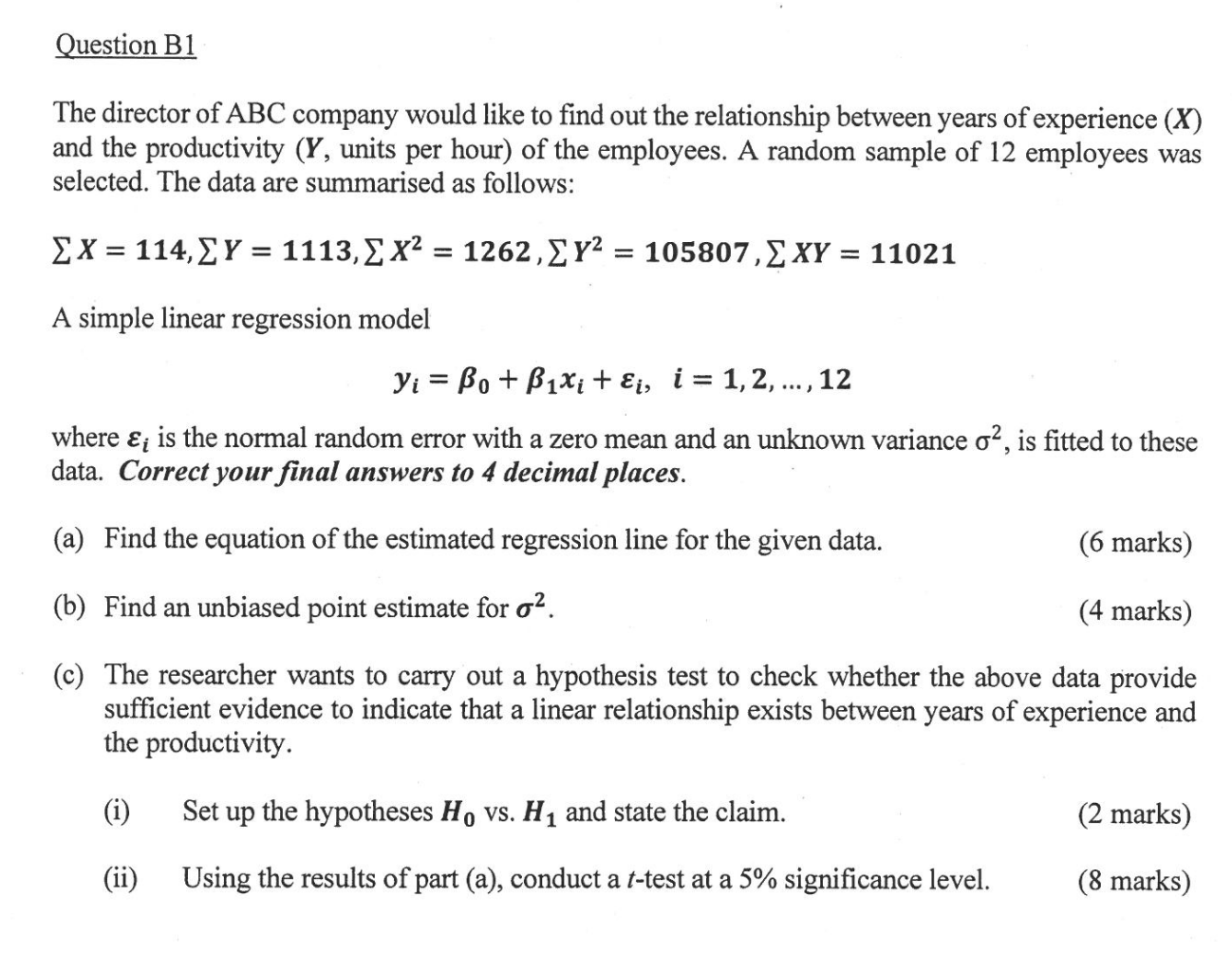 Solved The question is related to linear regression Here | Chegg.com