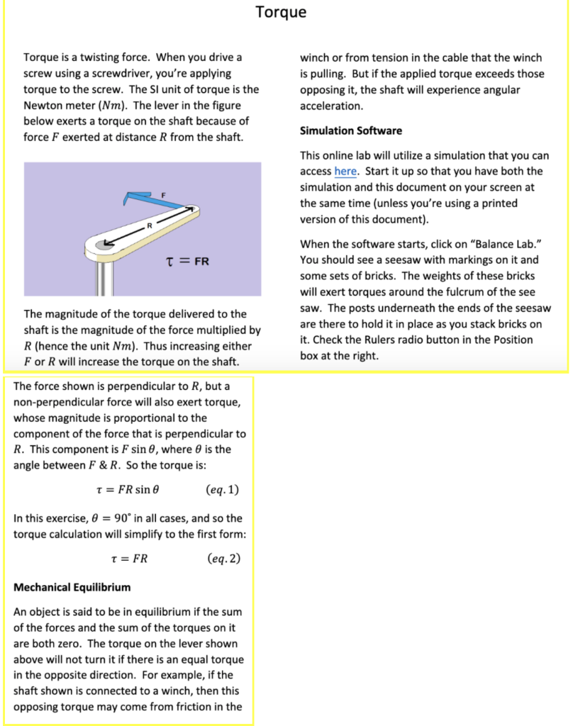 Solved Torque Torque is a twisting force. When you drive a