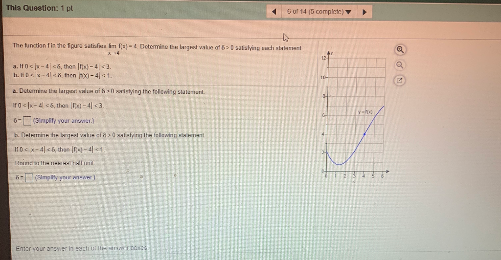 Solved This Question: 1 pt 6 of 14 (5 complete) The function | Chegg.com