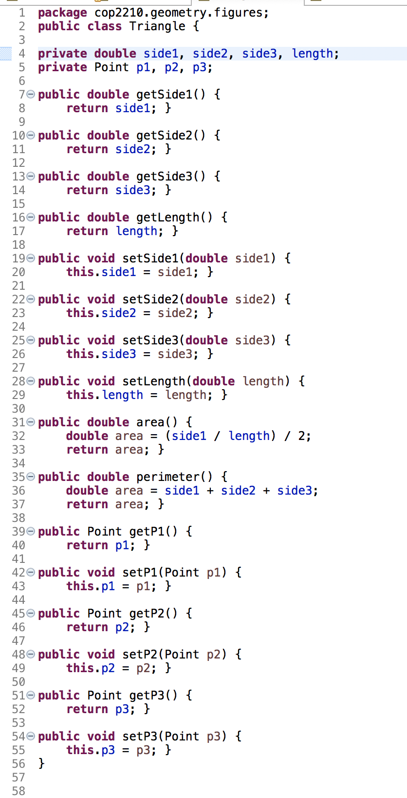 Solved 3. Modify the Triangle class to extend from | Chegg.com